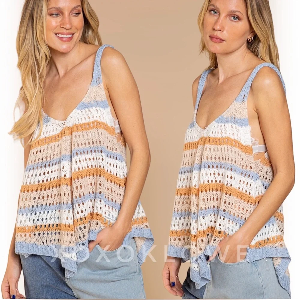 Boho Crochet Knit Sleeveless Top - Picture 6 of 14